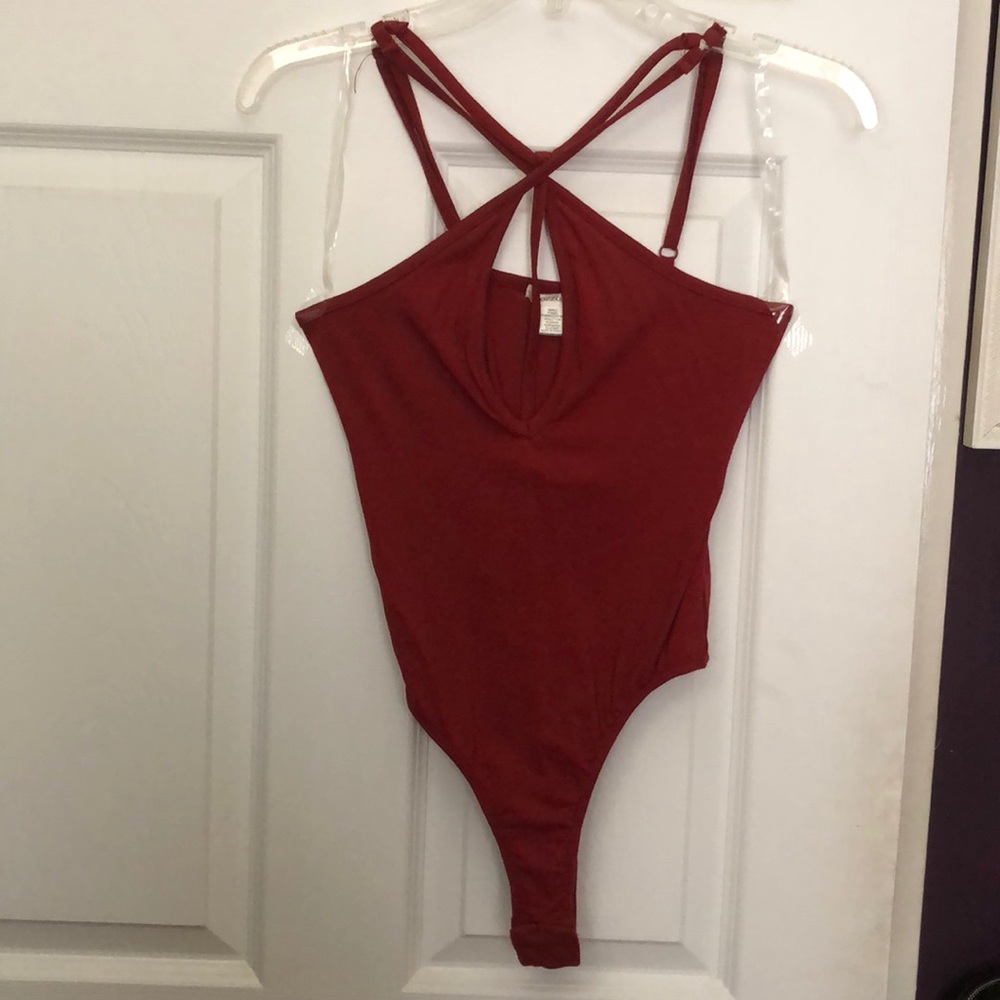 Brick colored strappy body suit